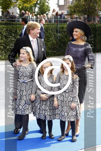 Apeldoorn 5 oktober 2013
Zijne Koninklijke Hoogheid Prins Jaime de Bourbon de Parme en Viktï¿½ria Cservenyï¿½k trouwen in de kerk onze lieve vrouwe ten hemelopneming in Apeldoorn. Koning Willem Alexander Koningin Maxima en de prinsessen Amalia Alexia en Ariane