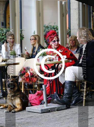 Amsterdam 10 september 2013
Petra Heyboer op terras met haar hond
