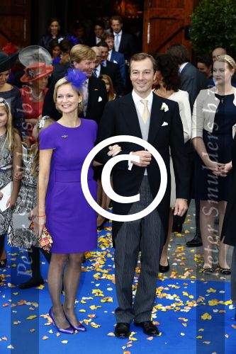 Apeldoorn 5 oktober 2013
Zijne Koninklijke Hoogheid Prins Jaime de Bourbon de Parme en Viktï¿½ria Cservenyï¿½k trouwen in de kerk onze lieve vrouwe ten hemelopneming in Apeldoorn.Prinses Caroline met man Albert Brenninkmeijer