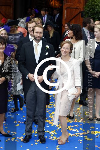 Apeldoorn 5 oktober 2013
Zijne Koninklijke Hoogheid Prins Jaime de Bourbon de Parme en Viktï¿½ria Cservenyï¿½k trouwen in de kerk onze lieve vrouwe ten hemelopneming in Apeldoorn. Prinses Margaritha en man Tjalling ten Cate
