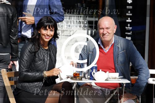 Amsterdam 26 september 2013
Sandra Schuurhof met haar manager Hans v d Veen op terras bij George.