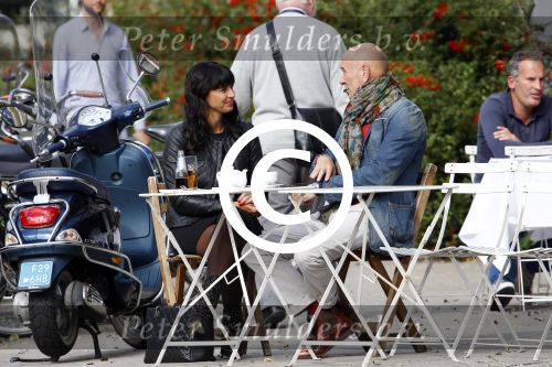 Amsterdam 26 september 2013
Sandra Schuurhof met haar manager Hans v d Veen op terras bij George.