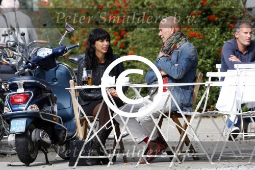 Amsterdam 26 september 2013
Sandra Schuurhof met haar manager Hans v d Veen op terras bij George.