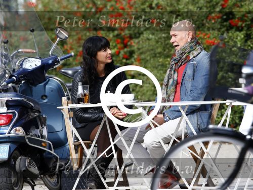 Amsterdam 26 september 2013
Sandra Schuurhof met haar manager Hans v d Veen op terras bij George.
