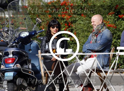 Amsterdam 26 september 2013
Sandra Schuurhof met haar manager Hans v d Veen op terras bij George.