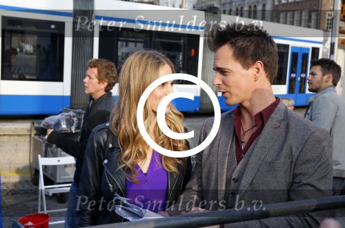 Amsterdam 30 september 2014
Kelly Kruger, Darin Brooks, Kim Matula, Scott Clifton, Ashleigh Brewer en Ferry Doedens uit de Amerikaanse soapserie The Bold and the Beautiful tijdens opnames op de dam in Amsterdam.