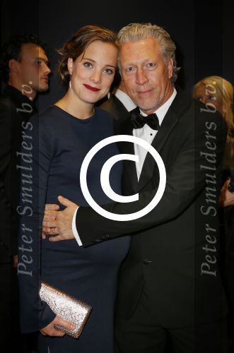 Amsterdam 16 oktober 2014
Uitreiking gouden televizierring in Carre. 
Hajo Bruins met zwangere vrouw Linda v d Heuvel
