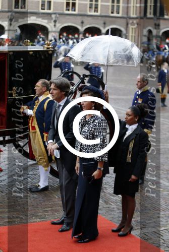 Den Haag 15 september 2015
Prinsjesdag 2015 met Koning Willem Alexander Koningin Maxima prins Constantijn en Prinses Laurentien. Dit jaar wordt de gouden koets voorlopig voor het laatst gebruikt.  Bibi barones van Zuylen van Nijevelt-den Beer Poortugael en Marco Hennis