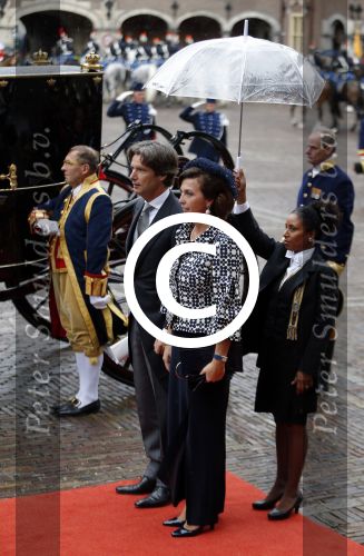Den Haag 15 september 2015
Prinsjesdag 2015 met Koning Willem Alexander Koningin Maxima prins Constantijn en Prinses Laurentien. Dit jaar wordt de gouden koets voorlopig voor het laatst gebruikt.  Bibi barones van Zuylen van Nijevelt-den Beer Poortugael en Marco Hennis