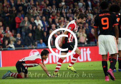 Eindhoven, 15 September 2015
CL 2015/2016
Eerste wedstrijd PSV-Manchester United, eindstand 2-1
Davy Propper Hector Moreno