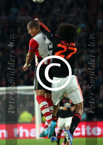 Eindhoven, 15 September 2015
CL 2015/2016
Eerste wedstrijd PSV-Manchester United, eindstand 2-1
Jeffrey Bruma in duel met Marouane Fellaini