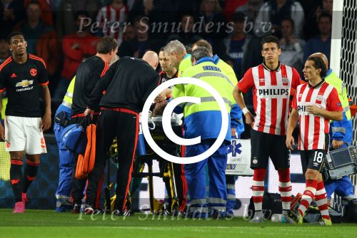 Eindhoven, 15 September 2015
CL 2015/2016
Eerste wedstrijd PSV-Manchester United, eindstand 2-1
Luke Shaw  op brancard