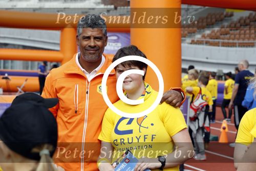 Amsterdam 21 september 2016
Sportdag van de Johan Cruijff foundation in het Olympisch stadion. Danny Cruijff en Estelle Cruijff zijn aanwezig . Frank Rijkaard