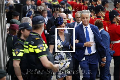 Den Haag 18 september 2018
Prinsjesdag 2018 op het binnenhof. Komning Willem Alexander Koningin Maxima Prins Constantijn en Prinses Laurentien zijn aanwezig.  Geert Wilders en Fleur Agema en zijn beveiliging