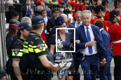 Den Haag 18 september 2018
Prinsjesdag 2018 op het binnenhof. Komning Willem Alexander Koningin Maxima Prins Constantijn en Prinses Laurentien zijn aanwezig.  Geert Wilders en Fleur Agema en zijn beveiliging