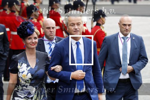 Den Haag 18 september 2018
Prinsjesdag 2018 op het binnenhof. Komning Willem Alexander Koningin Maxima Prins Constantijn en Prinses Laurentien zijn aanwezig.  Geert Wilders en Fleur Agema en zijn beveiliging