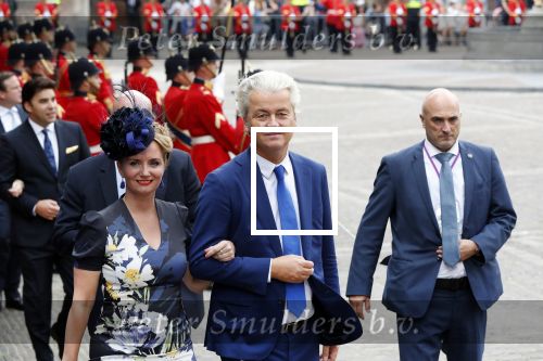 Den Haag 18 september 2018
Prinsjesdag 2018 op het binnenhof. Komning Willem Alexander Koningin Maxima Prins Constantijn en Prinses Laurentien zijn aanwezig.  Geert Wilders en Fleur Agema en zijn beveiliging