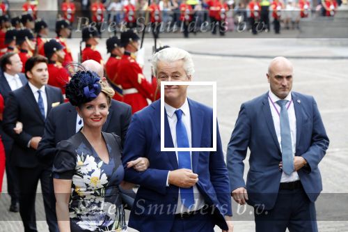 Den Haag 18 september 2018
Prinsjesdag 2018 op het binnenhof. Komning Willem Alexander Koningin Maxima Prins Constantijn en Prinses Laurentien zijn aanwezig.  Geert Wilders en Fleur Agema en zijn beveiliging