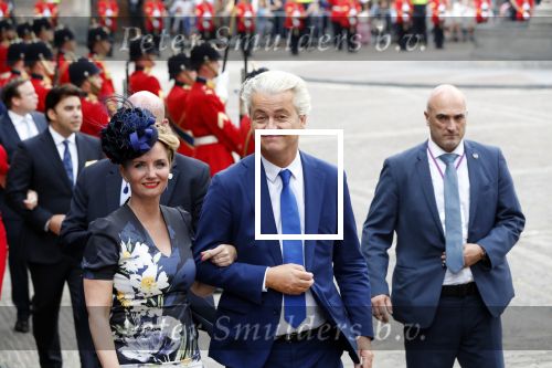 Den Haag 18 september 2018
Prinsjesdag 2018 op het binnenhof. Komning Willem Alexander Koningin Maxima Prins Constantijn en Prinses Laurentien zijn aanwezig.  Geert Wilders en Fleur Agema en zijn beveiliging