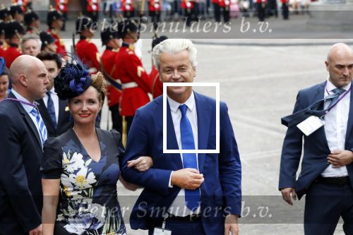 Den Haag 18 september 2018
Prinsjesdag 2018 op het binnenhof. Komning Willem Alexander Koningin Maxima Prins Constantijn en Prinses Laurentien zijn aanwezig.  Geert Wilders en Fleur Agema en zijn beveiliging