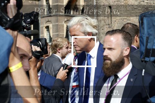Den Haag 18 september 2018
Prinsjesdag 2018 op het binnenhof. Komning Willem Alexander Koningin Maxima Prins Constantijn en Prinses Laurentien zijn aanwezig. Geert Wilders met â€¦ en zijn beveiliging