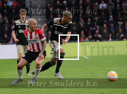 Eindhoven, 23 September 2018 PSV-AJAX Kompetitie, Seizoen 2018-2019 Eindstand 3-0
Hakam Ziyech en Angelino