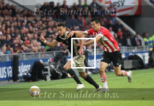 Eindhoven, 23 September 2018 PSV-AJAX Kompetitie, Seizoen 2018-2019 Eindstand 3-0
Hirving Lozano en Noussair Mazraoui