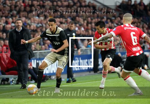 Eindhoven, 23 September 2018 PSV-AJAX Kompetitie, Seizoen 2018-2019 Eindstand 3-0
Hirving Lozano en Noussair Mazraoui