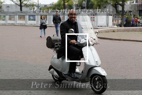 Amsterdam 8 september 2018
Maik de Boer op zijn vespa scooter.