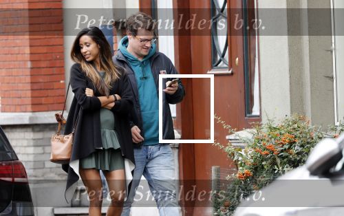 Amsterdam 7 augustus 2019
 Presentatrice Airen MylÃ¨ne en haar vriend oud-hockeyer Taeke Taekema samen in Amsterdam zuid . Airen is in verwachtring van hun tweede kindje