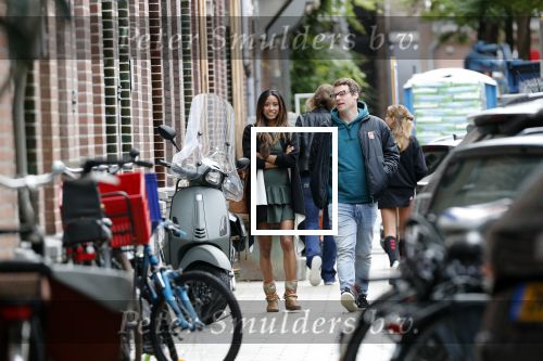 Amsterdam 7 augustus 2019
 Presentatrice Airen MylÃ¨ne en haar vriend oud-hockeyer Taeke Taekema samen in Amsterdam zuid . Airen is in verwachtring van hun tweede kindje