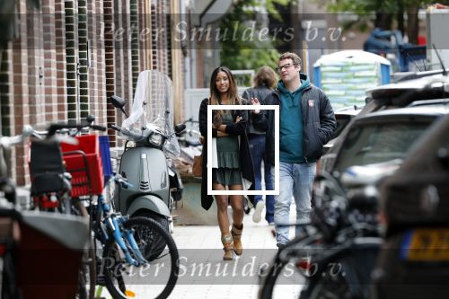 Amsterdam 7 augustus 2019
 Presentatrice Airen MylÃ¨ne en haar vriend oud-hockeyer Taeke Taekema samen in Amsterdam zuid . Airen is in verwachtring van hun tweede kindje