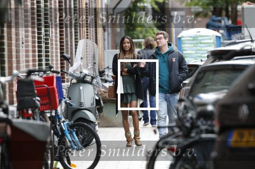 Amsterdam 7 augustus 2019
 Presentatrice Airen MylÃ¨ne en haar vriend oud-hockeyer Taeke Taekema samen in Amsterdam zuid . Airen is in verwachtring van hun tweede kindje