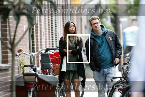 Amsterdam 7 augustus 2019
 Presentatrice Airen MylÃ¨ne en haar vriend oud-hockeyer Taeke Taekema samen in Amsterdam zuid . Airen is in verwachtring van hun tweede kindje