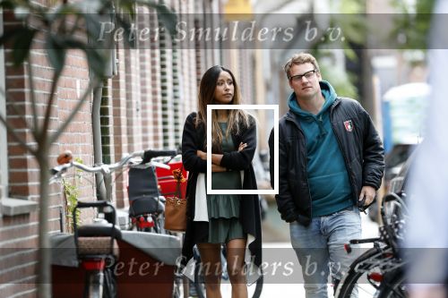 Amsterdam 7 augustus 2019
 Presentatrice Airen MylÃ¨ne en haar vriend oud-hockeyer Taeke Taekema samen in Amsterdam zuid . Airen is in verwachtring van hun tweede kindje