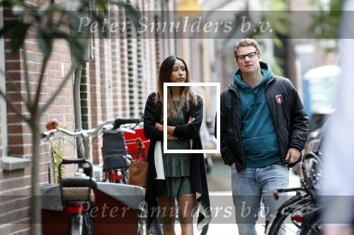 Amsterdam 7 augustus 2019
 Presentatrice Airen MylÃ¨ne en haar vriend oud-hockeyer Taeke Taekema samen in Amsterdam zuid . Airen is in verwachtring van hun tweede kindje