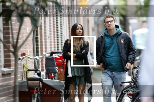 Amsterdam 7 augustus 2019
 Presentatrice Airen MylÃ¨ne en haar vriend oud-hockeyer Taeke Taekema samen in Amsterdam zuid . Airen is in verwachtring van hun tweede kindje