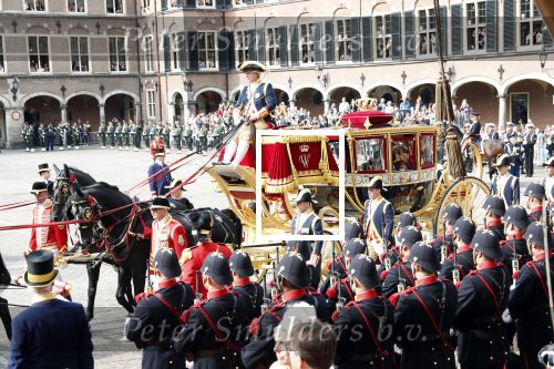 Den Haag 17 september 2019
Prinsjesdag 2019. Koning Willem Alexander Koningin Maxima Prins Constantijn en Prinses Laurentien arriveren met koets op binnenhof en bij paleis Noordeinde. Gouden koets