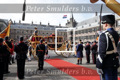 Den Haag 17 september 2019
Prinsjesdag 2019. Koning Willem Alexander Koningin Maxima Prins Constantijn en Prinses Laurentien arriveren met koets op binnenhof en bij paleis Noordeinde. Gouden koets