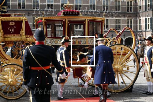 Den Haag 17 september 2019
Prinsjesdag 2019. Koning Willem Alexander Koningin Maxima Prins Constantijn en Prinses Laurentien arriveren met  gouden koets op binnenhof en bij paleis Noordeinde.