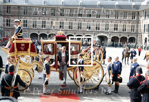 Den Haag 17 september 2019
Prinsjesdag 2019. Koning Willem Alexander Koningin Maxima Prins Constantijn en Prinses Laurentien arriveren met koets op binnenhof en bij paleis Noordeinde.