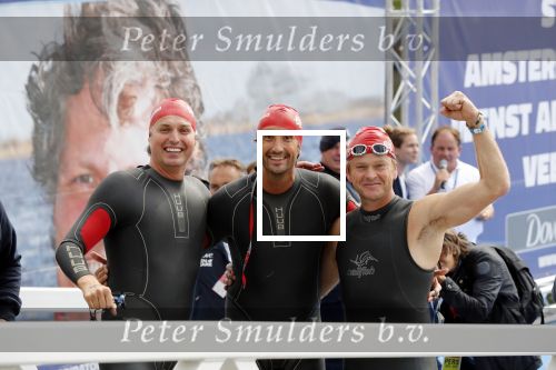 AMSTERDAM 8 september 2019
Amsterdam City Swim voor ALS. Pieter v d Hoogenband met Jan Joost v Gangelen en Beau v Erven Dorens