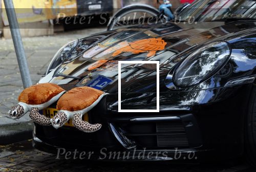 Amsterdam 7 oktober 2020
Bas Smit rijdt in een porsche met schildpadden erop. Bas heeft mer dan 600k opgehaald voor het prinses Maxima centrum