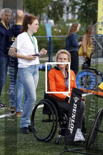 Amsterdam 21 september 2022
Koning Willem Alexander bezoekt sportdag van de Johan Cruyff foundation op de toekomst en in de Johan Cruyff Arena . Danny Cruyff Jordi Cruyff en zijn dochter Susila . Esther Vergeer
