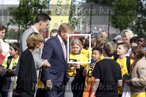 Amsterdam 21 september 2022
Koning Willem Alexander bezoekt sportdag van de Johan Cruyff foundation op de toekomst en in de Johan Cruyff Arena . Danny Cruyff Jordi Cruyff en zijn dochter Susila .