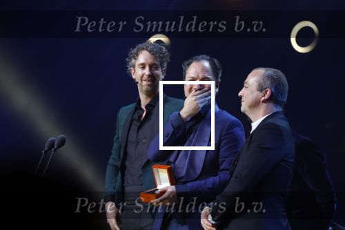 Amsterdam 6 oktober 2022
Uitreiking televizierring 2022 in carre
Niels v d Laan en Jeroen Woe met Miguel Wiels