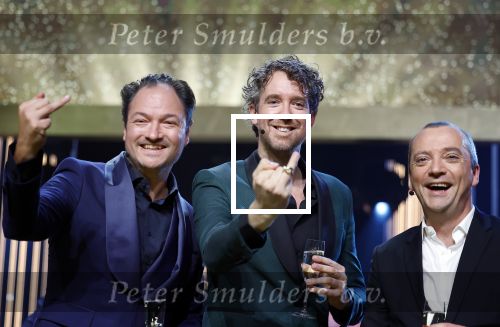 Amsterdam 6 oktober 2022
Uitreiking televizierring 2022 in carre
Niels v d Laan en Jeroen Woe met Miguel Wiels