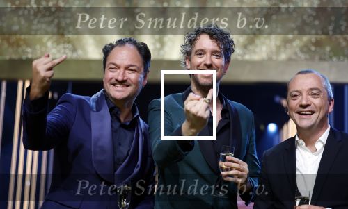 Amsterdam 6 oktober 2022
Uitreiking televizierring 2022 in carre
Niels v d Laan en Jeroen Woe met Miguel Wiels