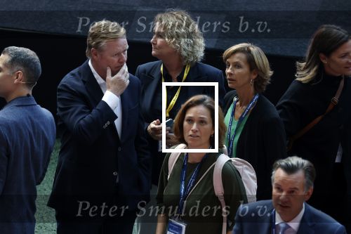 Amsterdam 21 september 2022
Koning Willem Alexander bezoekt sportdag van de Johan Cruyff foundation op de toekomst en in de Johan Cruyff Arena . Danny Cruyff Jordi Cruyff en zijn dochter Susila . Ronald Koeman