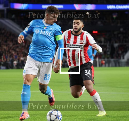 Eindhoven, 21 Oktober 2025
CL Wedstrijd PSV-Napolie, eindstand 6-2
Ismael Saibari met Giovanni Di Lorenzo
